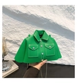 Unique jacket-shaped crossbody bag in vibrant grass green matte PU leather with chain strap - Green