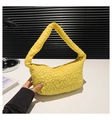 Bright yellow quilted floral shoulder bag with minimalist underarm style and soft fabric - Yellow