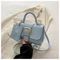 Light blue lychee texture crossbody bag with gold horsebit buckle and mini card pouch - Blue