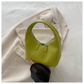 Lime green half-moon handbag with dual zippers and minimalist stitched detail - Green