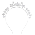 Elegante cerchietto a stella con strass e perle bianche su base in lega d'argento - Argento