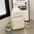 Sac bandoulière blanc crème avec tissu texturé et bandoulière réglable en nylon - Blanc Sans Pendentif