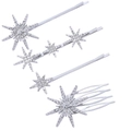 Set da 5 pezzi di fermagli per capelli con stelle e strass per acconciature da sposa - Forma Galassia / Argento