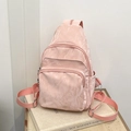 Sac à bandoulière plissé rose avec poches multiples et sangle réglable - Rose Sans Pendentif