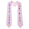 Écharpe de remise des diplômes en satin rose pour enfants de maternelle avec texte - Rose
