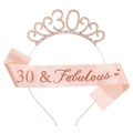 Roségold Krone zum 30. Geburtstag und rosa Schärpe mit 30 and Fabulous Glitzertext - 30. Geburtstag Diadem Schärpe Kit (Roségold)