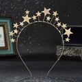 Cerchietto dorato in lega di zinco con stelle di strass scintillanti per acconciature da festa - Oro (Stile a Saldatura Singola)