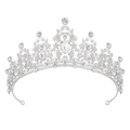 Détails de la couronne de mariée argentée avec cristal en goutte et strass étincelants - Argent