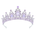 Détail du diadème de mariée en cristal violet avec base argentée et pierres en poire - Argent Pierre Violette