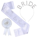 3-teiliges Bride To Be Set mit Strass Haarreif Schärpe und Spitzen-Abzeichen - Silbernes Dreiteiliges Set (FG188+JD090+HZ006)