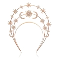 Rose gold celestial crown headband with layered stars and moon pavé rhinestones - Headband / 3-Layer Moon Headband (Rose Gold)