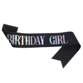 Banda Birthday Girl de purpurina negra con letras arcoíris para decoración de fiesta - Talla única / Negro Plata-GIRL