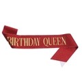 Banda roja brillante de Birthday Queen con letras doradas elegantes para celebraciones - Talla única / Rojo con texto dorado - QUEEN