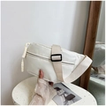 Chic white waterproof sports crossbody bag with a wide strap and braided zipper pull - Off White