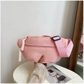 Waterproof nylon crossbody bag in soft pink color for trendy casual sports wear - Pink