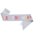 Banda plateada con purpurina y letras de colores IT'S MY BIRTHDAY para fiestas - Talla única / Estilo Color Macarrón (JD097)