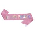 Écharpe d'anniversaire rose pailletée avec inscription Birthday Princess laser irisante - Rose