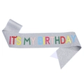 Banda de cumpleaños plateada brillante con texto colorido IT'S MY BIRTHDAY para fiesta - Talla única / Estilo Color 1 (JD097)