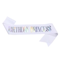 Écharpe Birthday Princess blanche avec impression holographique pour fête d'anniversaire - Blanc