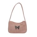 Pink trendy butterfly shoulder bag in textured synthetic leather for women with silver charm - Pink