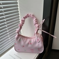 Bolso de hombro floral con estampado de rosas y asa fruncida para un estilo dulce mujer - Rosa