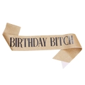 Banda de cumpleaños dorada brillante con texto Birthday Bitch en negro para fiestas - Dorado Con Texto Negro Estilo Negrita (JD102-金底黑字)