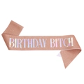Rose gold glitter birthday bitch sash with holographic laser text for party decoration - Rose Gold Iridescent Thickened Style (JD102)