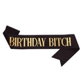 Glittering black birthday sash with bold gold Birthday Bitch lettering for party outfit - Bold Gold Lettering on Black Background (JD102)