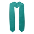 Turquoise satin graduation stole with glossy finish and V-neck design on white background - 150cm / Malachite green