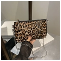 Trendy leopard print crossbody bag with silver bead trim and metal chain strap - Brown
