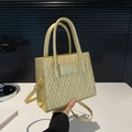 Quilted rhombus small square handbag in champagne gold with adjustable shoulder strap - Gold