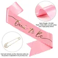 Pink satin Bride to Be sash with gold foil text and rhinestone pin for wedding parties - Pink (Gold Text-Rhinestone Pin)
