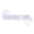 Fascia di compleanno bianca con scritte in argento glitterato per feste - Taglia unica / Bianco Con Scritta Argento
