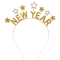 Cerchietto dorato Happy New Year con stelle di strass per accessori capelli per feste - Oro