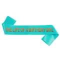 Écharpe d'anniversaire bleu Tiffany avec texte or rose pour décoration de fête - Taille unique / Bleu Lac