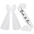 Nœud de mariée avec perles et écharpe en dentelle Bride to Be pour enterrement de vie - Ensemble Écharpe Dentelle Blanche