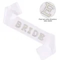 Weiße Brautschärpe aus Satin mit handgefertigten Perlen und Strasssteinen BRIDE Design - Weiße Schärpe (Weiße Strass)