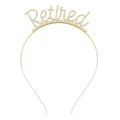 Golden alloy retired headband featuring clear rhinestones for retirement party hair decor - Gold Headband