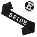 Schwarze Brautschärpe aus Satin mit Perlen und Strasssteinen für Junggesellinnenabschiede - Schwarze Schärpe (Weiße Strass)