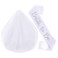 Velo de novia blanco de doble capa con diamantes y banda Bride to Be con purpurina - Talla única / Velo con Strass + Banda con Brillo