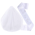 Set de velo de novia blanco y banda Bride to Be con letras de pedrería brillante - Talla única / Velo con Strass + Banda con Strass (JD090)
