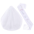 Bride to Be set with glittery white sash and rhinestone double-layer bridal veil - One Size / Rhinestone Veil + Laser Holographic Sash