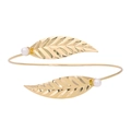 Bracciale da braccio a foglia dorata con perle bianche in stile dea greca - BH052 Bracciale da Braccio Foglia Oro Perla