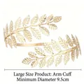 Adjustable golden leaf upper arm cuff bracelet in baroque style, 9.5cm diameter - Vintage Greek Style Large Leaf Arm Cuff (BH001) / Large Size (Min Diameter 9.5cm) / Gold