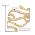 Adjustable golden snake-shaped open arm cuff featuring detailed scale texture - Wraparound Snake Shape Open Arm Cuff (BH011) / Gold