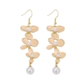 Boucles d'oreilles fleurs dorées avec petites perles et grand pendentif en perle - Boucles d'Oreilles Pendantes Dorées (EH014)