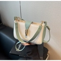 Borsa quadrata minimalista in pelle PU bianca e verde menta con fibbia in metallo dorato - Verde