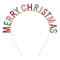 Funkelnder Frohe Weihnachten Haarreif mit glitzernden Buchstaben auf Goldmetall - Merry Christmas Emaillierter Stil