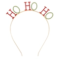 Diadema navideña dorada con letras HO HO HO en diamantes rojos y verdes - Rojo Verde HO HO HO