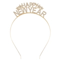 Serre-tête Happy New Year en alliage doré avec strass scintillants et décorations d'étoiles - Nouvel An Style 1 Or